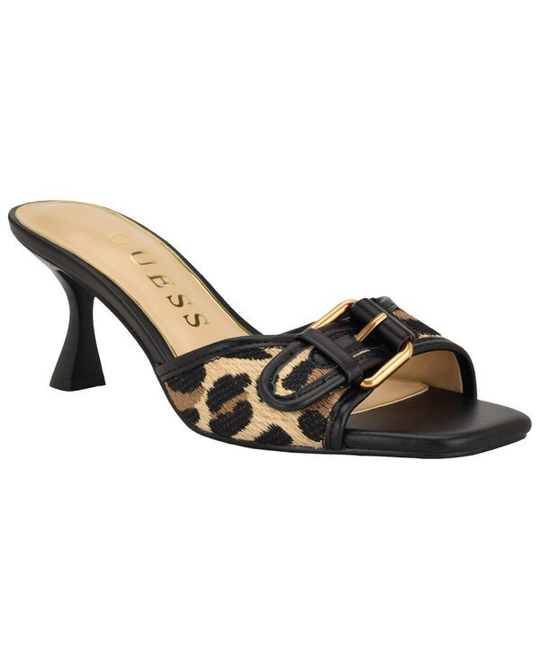ゲス レディース シューズ サンダル GUESS Womens Dista SlipOn Buckle Dressandals Brown Leopard Multi ブラウン