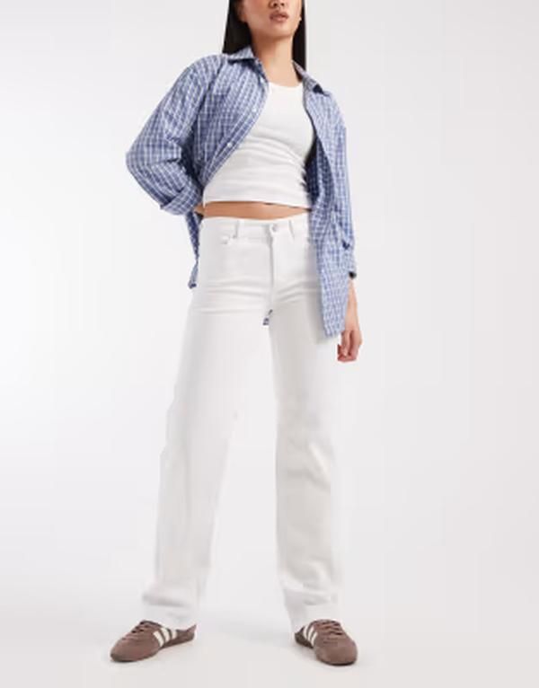 オンリー レディース ボトムス デニムパンツ ストレート ジーンズ ONLY Blush mid waistraight leg jeans White ホワイト