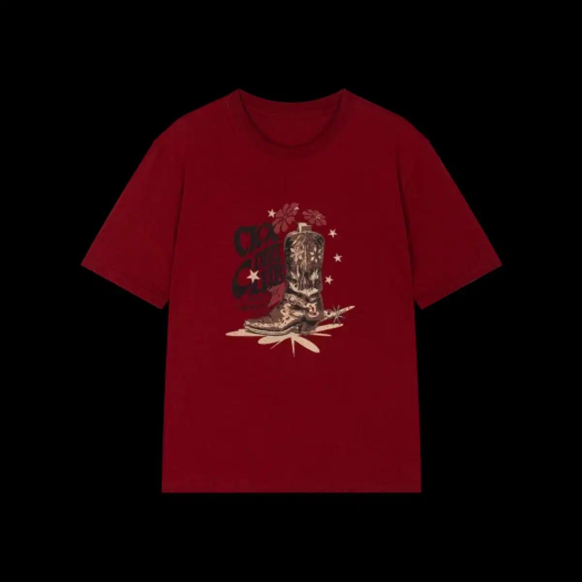 2 ウェスタンブーツ グラフィック Tシャツ バーガンディ
