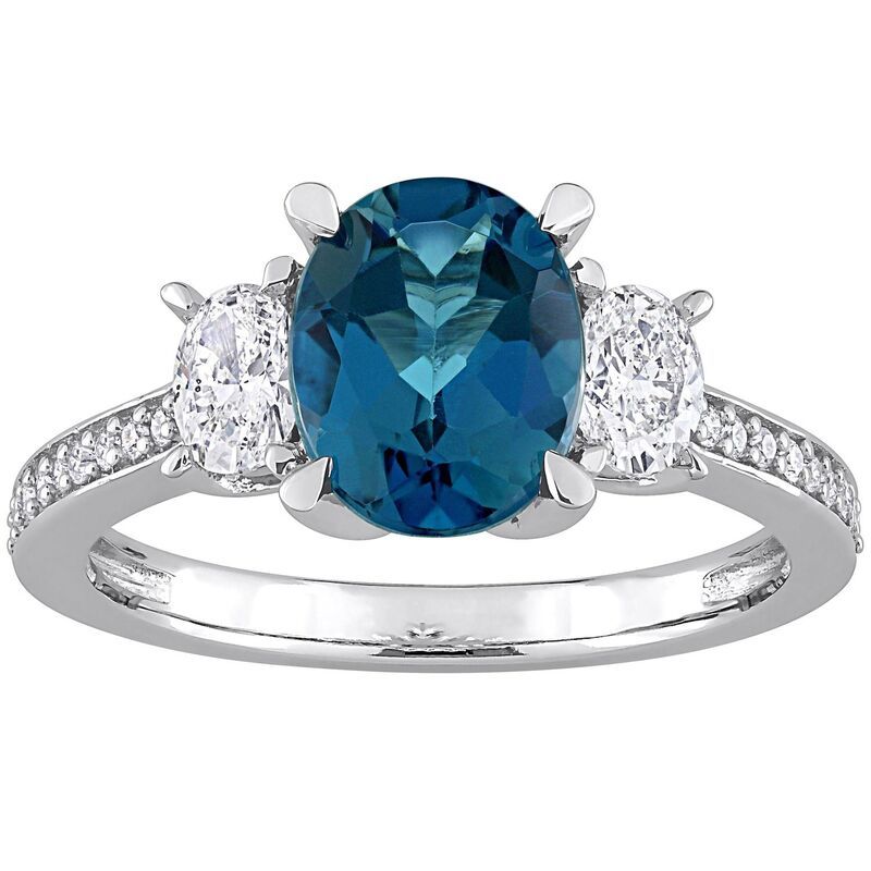 ステラ グレース レディース アクセサリー リング Stella Grace 14k White Gold London Blue Topaz 58 CaratW Diamond 3Stonengag
