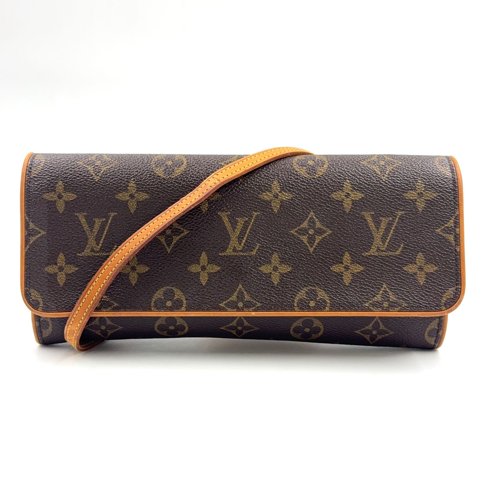 【新着】LOUIS VUITTON ポシェットツインGM モノグラム モノグラム レザー、PVC ブラウン、ライトブラウン ショルダーバッグ ゴールド M51852