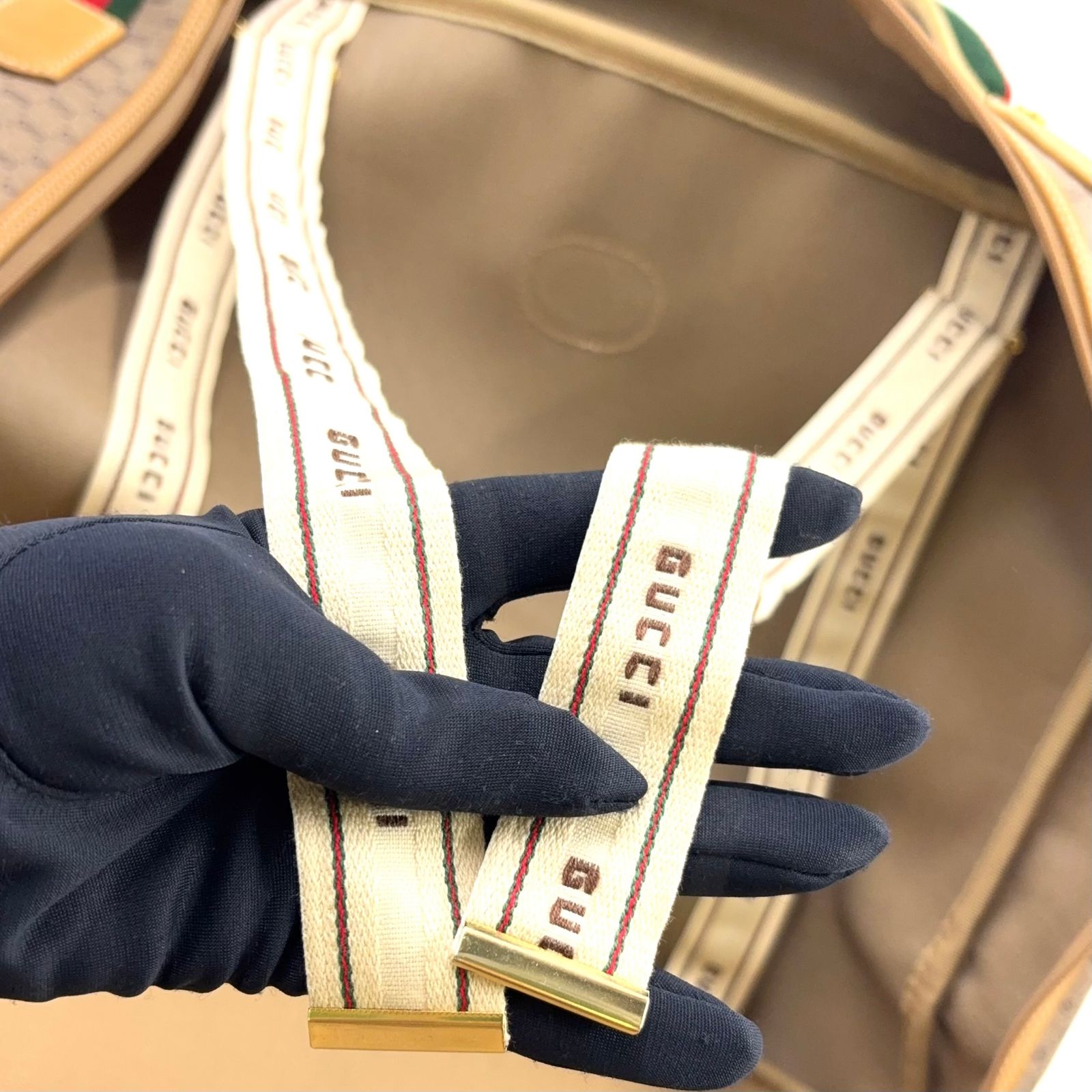 新着】GUCCI オールドグッチ マイクロGG レザー、PVC、ファブリック