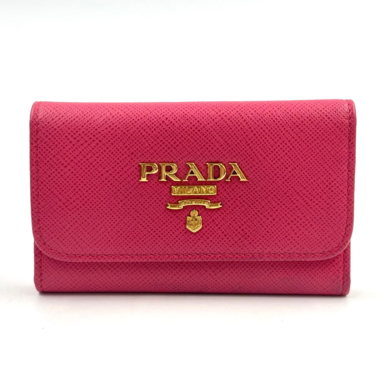【新着】PRADA SAFFIANO METAL 6連 サフィアーノレザー ピンク キーケース ゴールド 1PG222