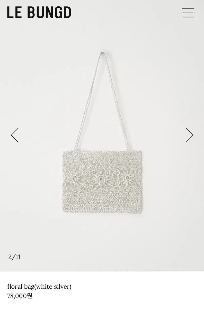 Le bungd floral bag white silver 新品