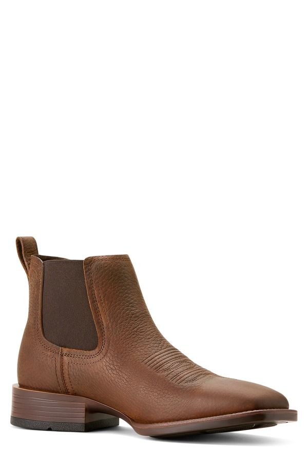 アリアト メンズ シューズ ブーツ・レインブーツ チェルシーブーツ チェルシー Ariat Booker Ultra Square Toe Western Chelsea Boot Brown Oil