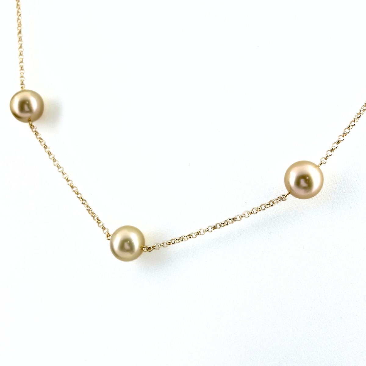 タサキ TASAKI ステーションパール ネックレス YG イエローゴールド 真珠 メレダイヤ ラリエット ネックレス 750 パール ダイヤモンド レディース 【中古】