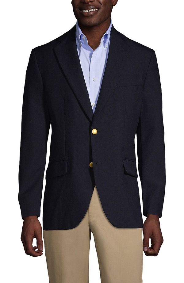 ランズエンド メンズ アウター ジャケット・ブルゾン ブレザー Lands End School Uniform Hopsack Blazer Deep Navy ネイビー