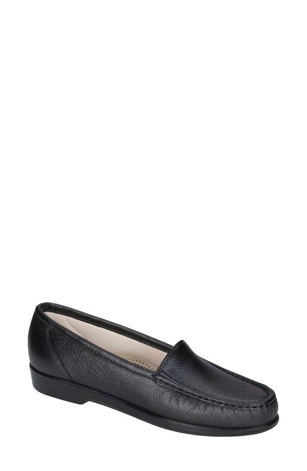 サス レディース シューズ スリッポン・ローファー レザー SASimplify Nubuck Leather Loafer Black ブラック