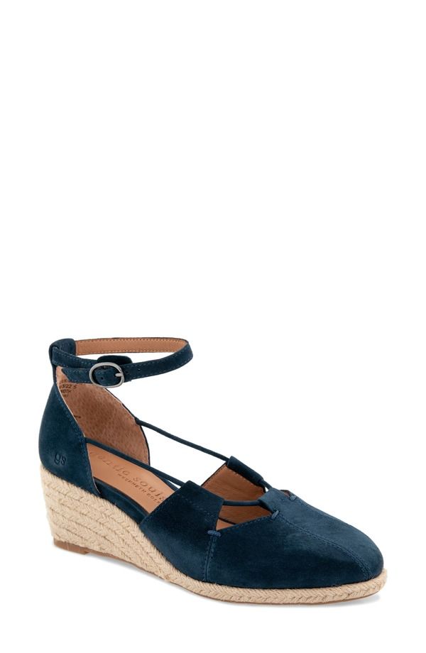 ジェントルソウルズ レディース シューズ サンダル プラットフォーム アンクル Gentle Souls Ori Ankle Straplatform Wedgespadrille Navy Sued