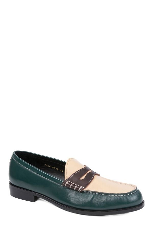 アンソニー ヴィア メンズ シューズ スリッポン・ローファー Anthony Veer Como Penny Loafer Dark Green Brown グリーン