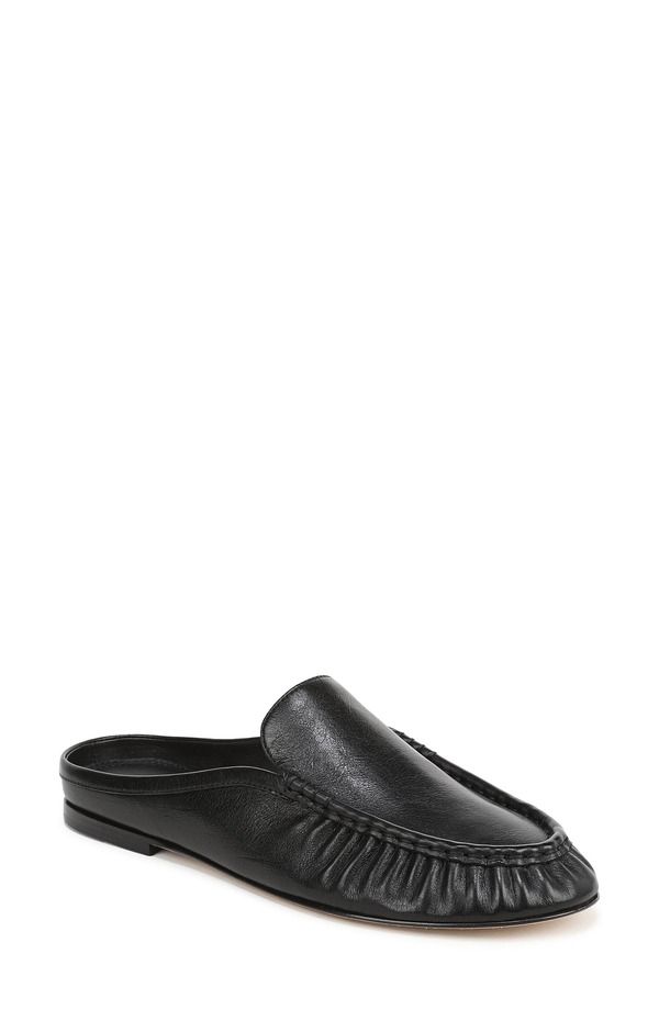 ヴィンス レディース シューズ スリッポン・ローファー ギャザー Vince Tevin Ruched Apron Toe Mule Black ブラック