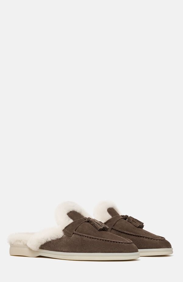 スカロッソ レディース シューズ パンプス SCAROSSO Lucrezia Mules Deep Taupe Suede Fur トープ