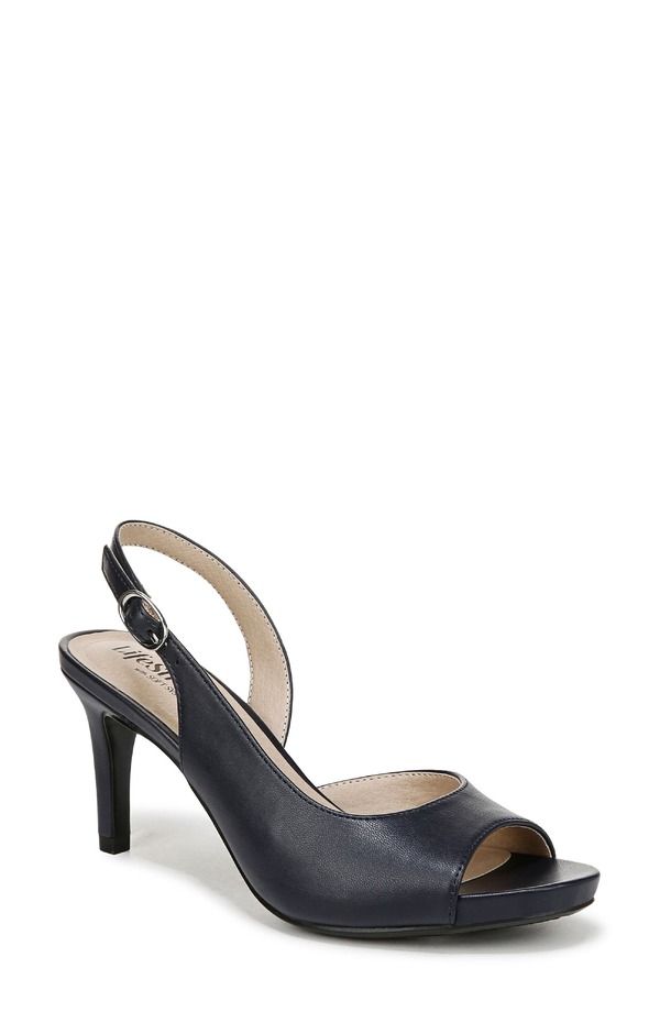ライフストライド レディース シューズ ヒール LifeStride Teller Slingback Peep Toe Pump Wide Width Available Navy ネイビー