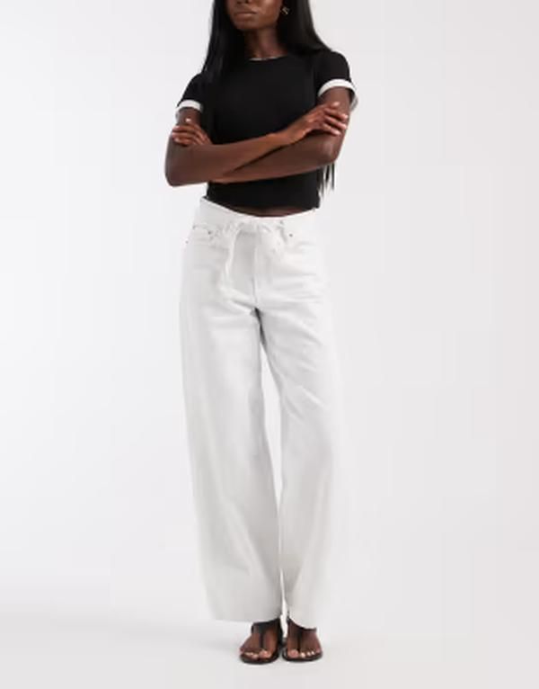 オンリー レディース ボトムス デニムパンツ ストレート ジーンズ ONLY Gianna mid waistraight leg jeans White Denim ホワイト