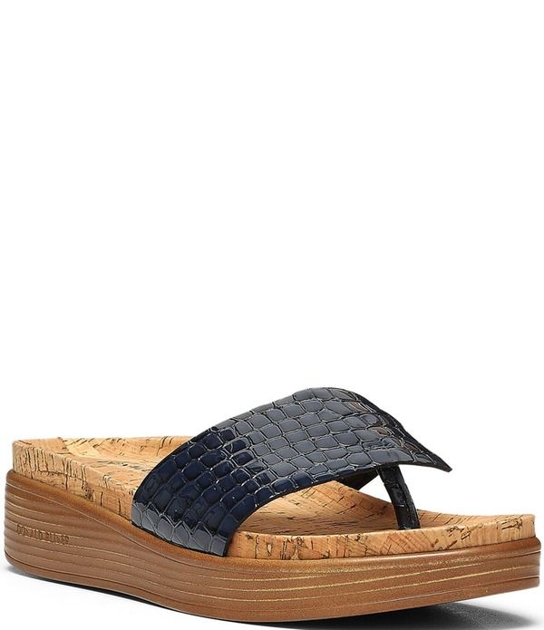ドナルドプリネール レディース シューズ サンダル プラットフォーム レザー Donald Pliner Fifi Crocodile Patent Leather Platform Thong Sa
