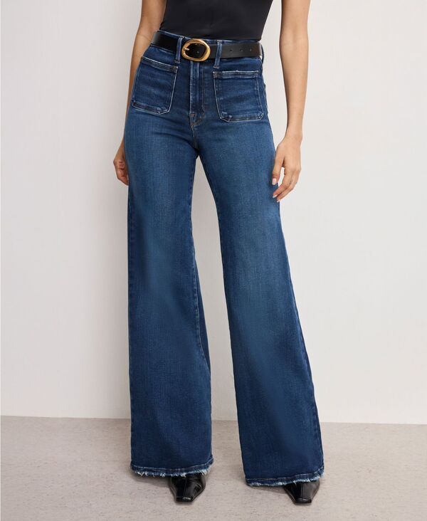 グッドアメリカン レディース ボトムス デニムパンツ ジーンズ Good American Womens WideLeg Palazzo Jeans Blue ブルー