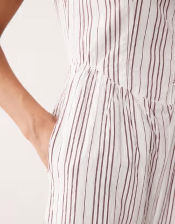 ノーバディーズ チャイルド レディース トップス ジャンプスーツ Nobodys Child Cora button detailing jumpsuit stripes Whiite ホワイト