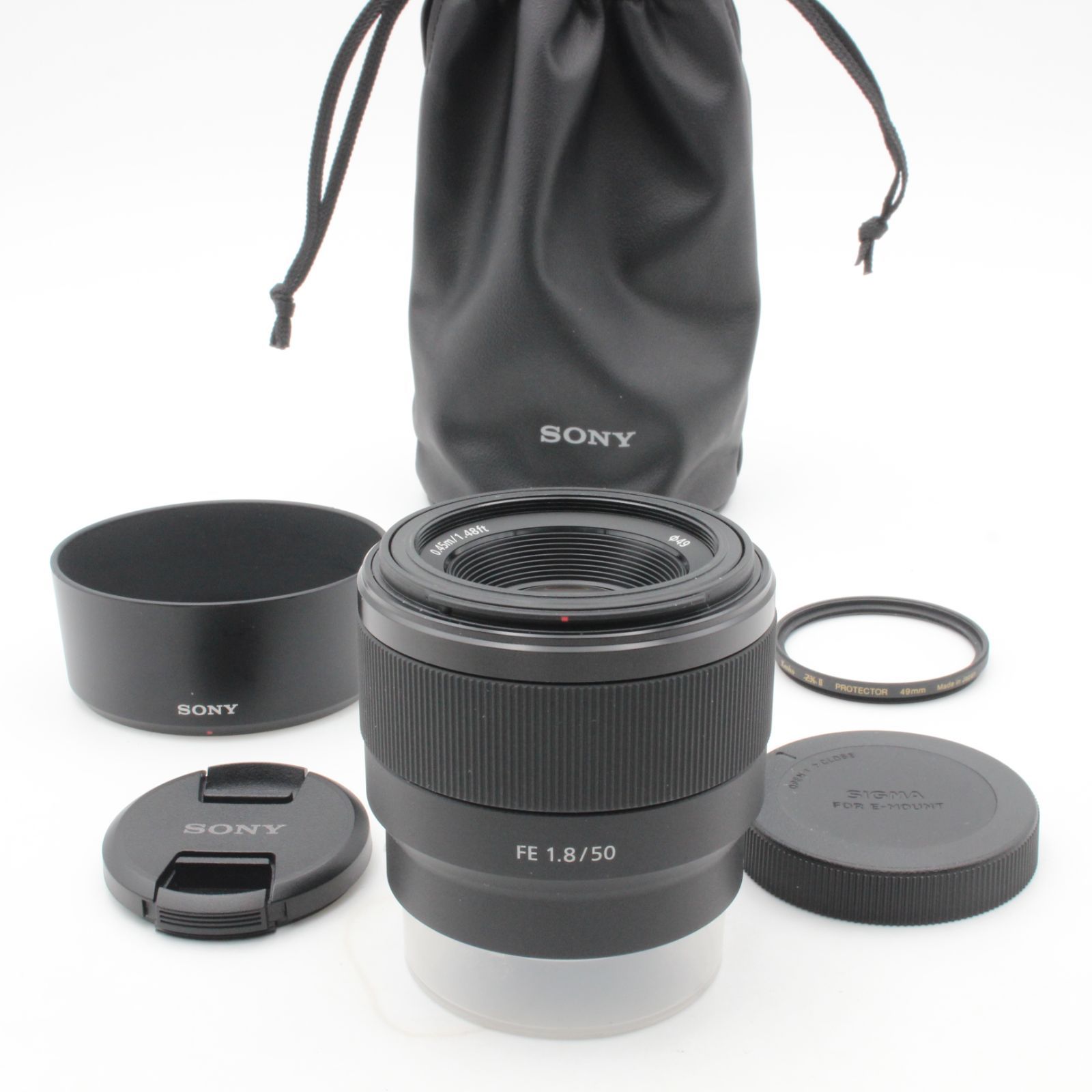 【極美品】 SONY ソニー FE 50mm f1.8 SEL50F18F sony フード、フィルター、ポーチ付き 112001