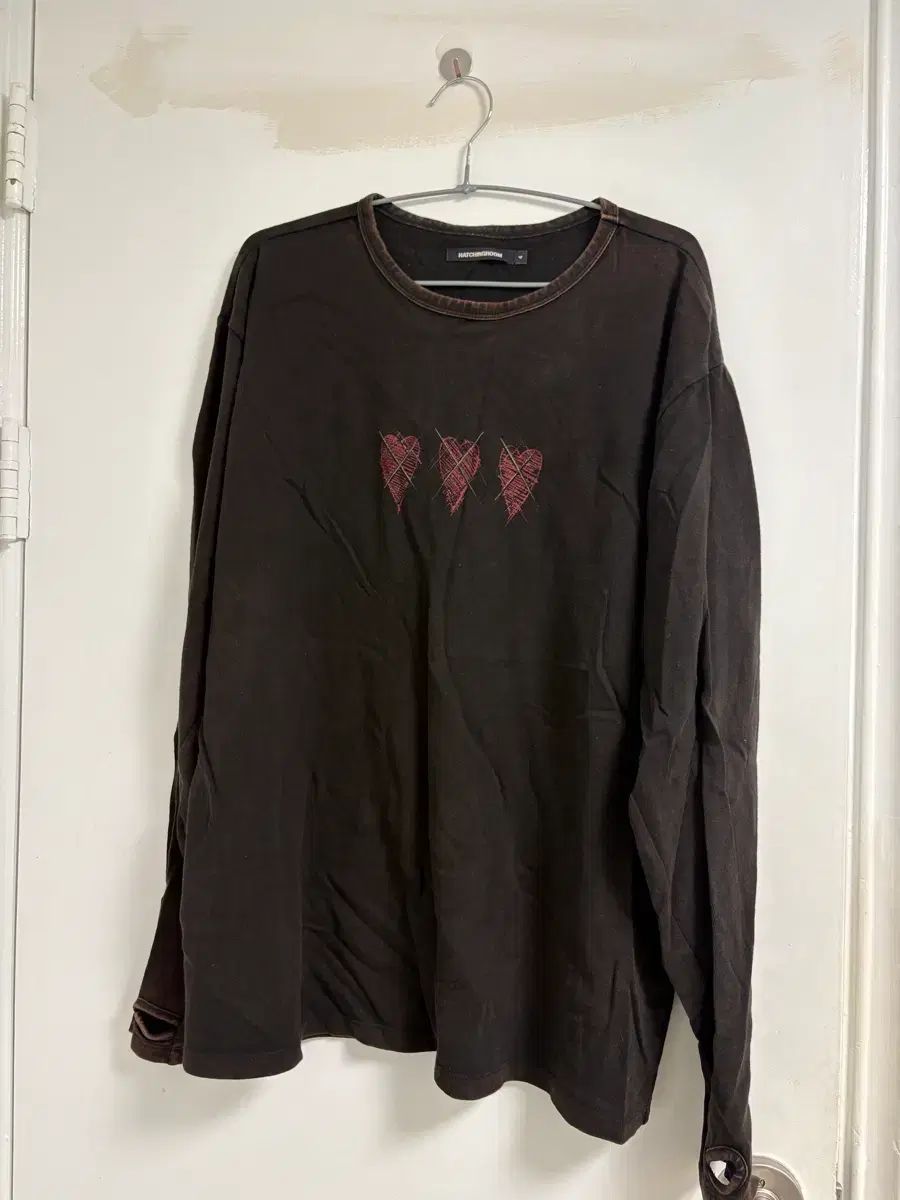 ハッチングルーム ヴィンテージ カートゥーン ハート Tシャツ ロング ウォッシュド ブラック
