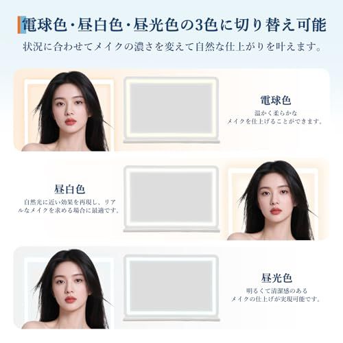 ガービー(Garvee) 女優ミラー ハリウッドミラー 卓上鏡 化粧鏡 3色調色 無段階調光 LED付き ライト付き 壁掛け 10倍拡大鏡付き 滑り止め USB Type-Cポート搭載(50x40cm)pms ガービー(Garvee) 女優ミラー ハリウッドミラー 卓上鏡 化粧鏡 3色調色 無段階調光 LED付き ライト付き 壁掛け 10倍拡大鏡付き 滑り止め USB Type-Cポート搭載(50x40cm)pms