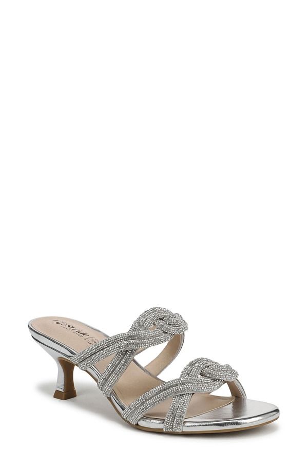 ライフストライド レディース シューズ ヒール サンダル LifeStride Night Out Crystal Embellished Slide Sandal Silver シルバー