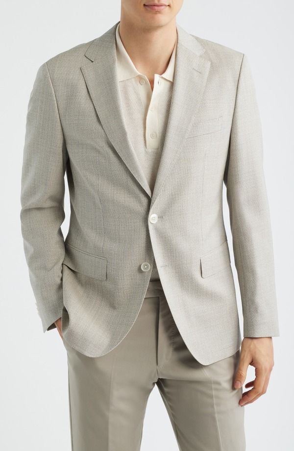 ボス メンズ アウター ジャケット・ブルゾン スリムフィット ウール コート BOSS Hutson Slim Fitan Mlange Virgin Wool Sport Coat Open Whi