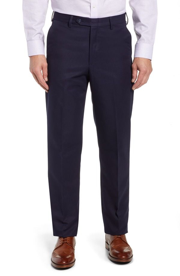 ベール メンズ ボトムス カジュアルパンツ Berle Classic Fit Flat Front Microfiber Performance Trousers Navy ネイビー