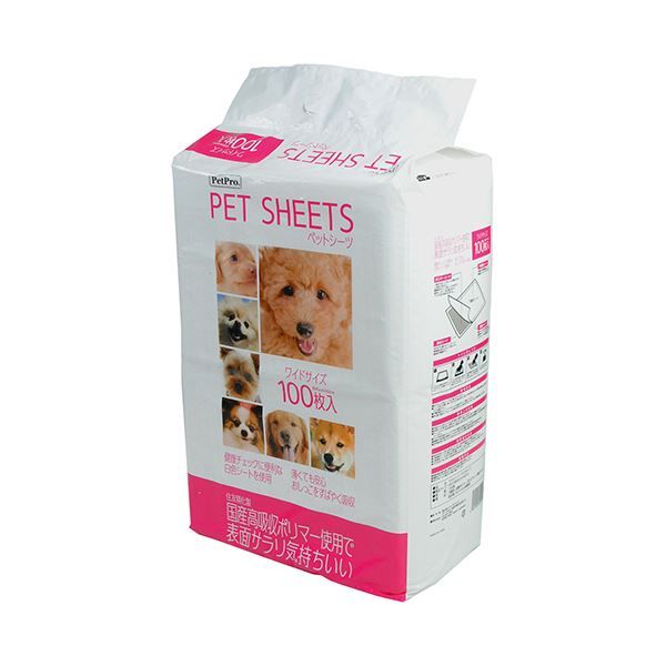 (まとめ)ペットプロジャパン PetPro ペットシーツ ワイド 1パック(100枚)【×10セット】 犬用トレー ペット用品 トイレ用品 お手入れ簡単