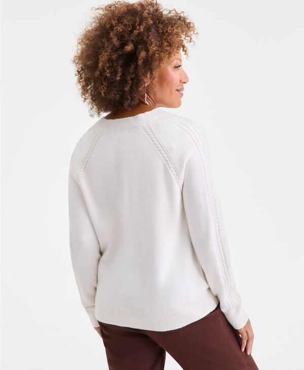 スタイルアンドコー レディース アウター ニット・セーター Vネック Style Co Womens CableKnit VNeck Sweater Macys Exclusiveggnog