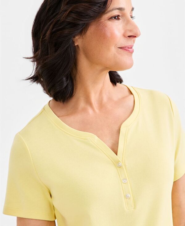 スタイルアンドコー レディース トップス シャツ 半袖 コットン Style Co WomenshortSleeve Cotton Henley Top Exclusively at Macysuns スタイルアンドコー レディース トップス シャツ 半袖 コットン Style Co WomenshortSleeve Cotton Henley Top Exclusively at Macysuns