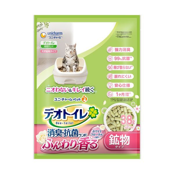 まとめ ユニ・チャーム デオトイレ ふんわり香る消臭・抗菌サンド ホワイトフローラルの香り 3.8L 1パック ×5セット 猫用品 ペット用品 トイレ用品
