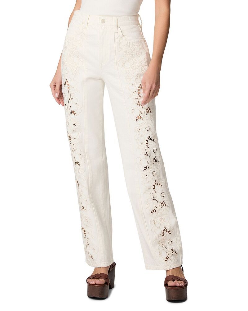 ペイジ レディース ボトムス デニムパンツ ワイドレッグ 刺繍 ジーンズ PAIGE Sawyer High Rise Wide Leg Jeans in Tonal Ecru Embroidered