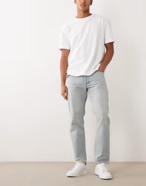 ジャック アンド ジョーンズ メンズ ボトムス デニムパンツ ジーンズ Jack Jones Christraight fit jeans in light Blue Denim デニム