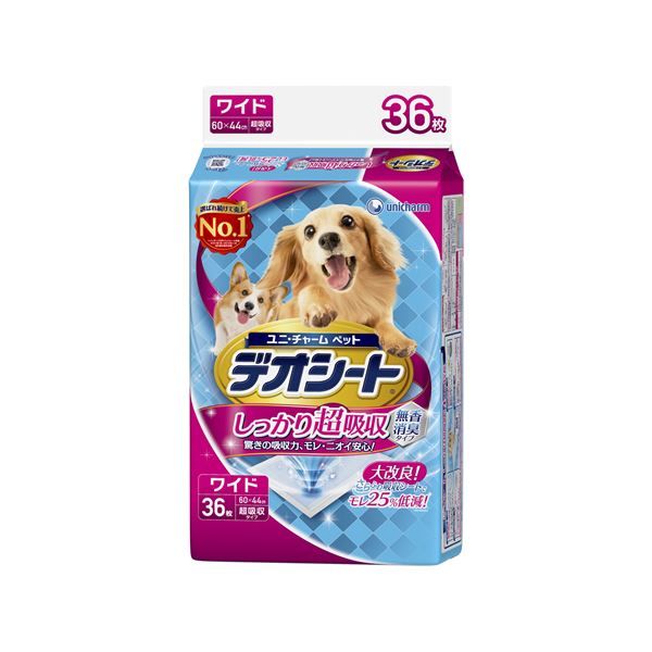 (まとめ)デオシート しっかり超吸収無香消臭タイプ ワイド 36枚【×6セット】【ペット用品・犬用】 犬用トレー トイレ用品 お手入れ簡単