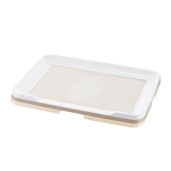 (まとめ)お掃除簡単ステップトレー ワイド アイボリー (ペット用品) (×2セット) 犬用トレー トイレ用品 お手入れ簡単