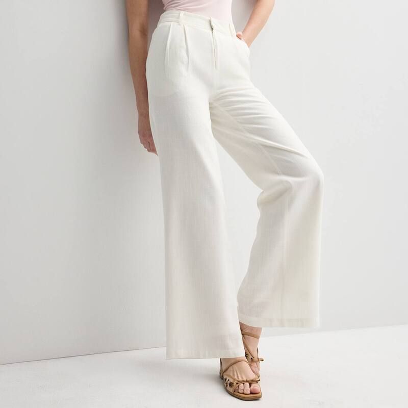 エスオー レディース ボトムス カジュアルパンツ ワイドレッグ リネン Juniors SO Linen Wide Leg Trousers Coconut White ホワイト
