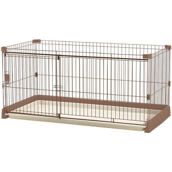 お掃除簡単サークル 150-80 ブラウン【ペット用品】 犬用ケージ 室内犬 小型犬