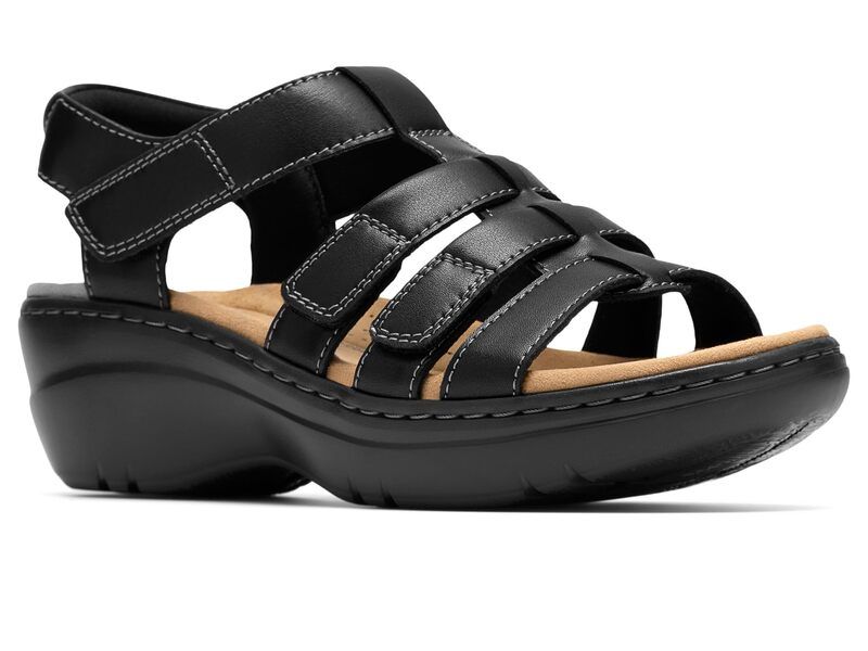 クラークス レディース シューズ ヒール Clarks Merliah 2 Ruby Black Leather ブラック