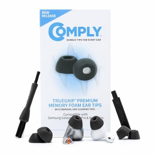 R◆Comply Foam TrueGrip プレミアムメモリーフォームイヤーチップ Samsung Galaxy Buds 3 Pro用 ? S ブラック (3ペア) ? スモールストッキングスタッファー 快適なノイズアイソレーション 取り d33b6b39