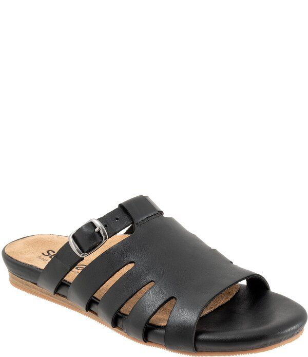 ソフトウォーク レディース シューズ パンプス サンダル レザー SoftWalk Carolina Leather Slide Sandals Black ブラック