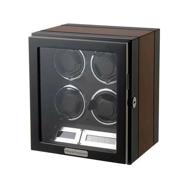 Royal hausen ロイヤルハウゼン ワインディングマシーン ワインダー 4本巻き上げ 液晶パネル リモコン付 GC03-Q21EB 腕時計収納 自動巻き時計 時計ケース ギフト