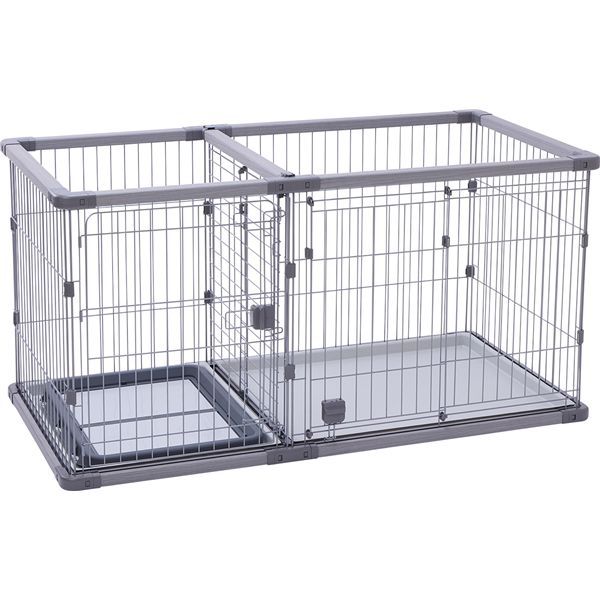 ペティオ 犬用 トイレのしつけが出来る ドッグルームサークルPlus グレー ワイド ペット住関連用品 犬用ケージ ペット用品 室内犬 小型犬