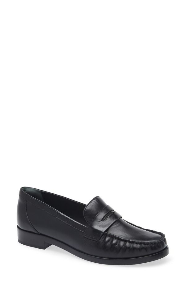 リフォーメーション レディース シューズ スリッポン・ローファー ギャザー Reformation Ani Ruched Penny Loafer Black Leather ブラック