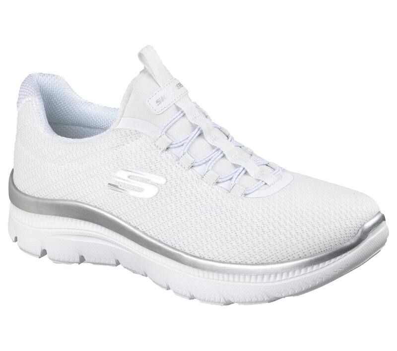 スケッチャーズ レディース シューズ スニーカー プラスサイズ Skechersummits Plusummer Haze Womens Comfort Sneakers White Silver ホ