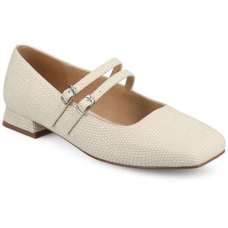ジャーニー レディース シューズ サンダル Journee Gredah Double Buckle Womens Mary Jane Dress Flats Bone Lizard