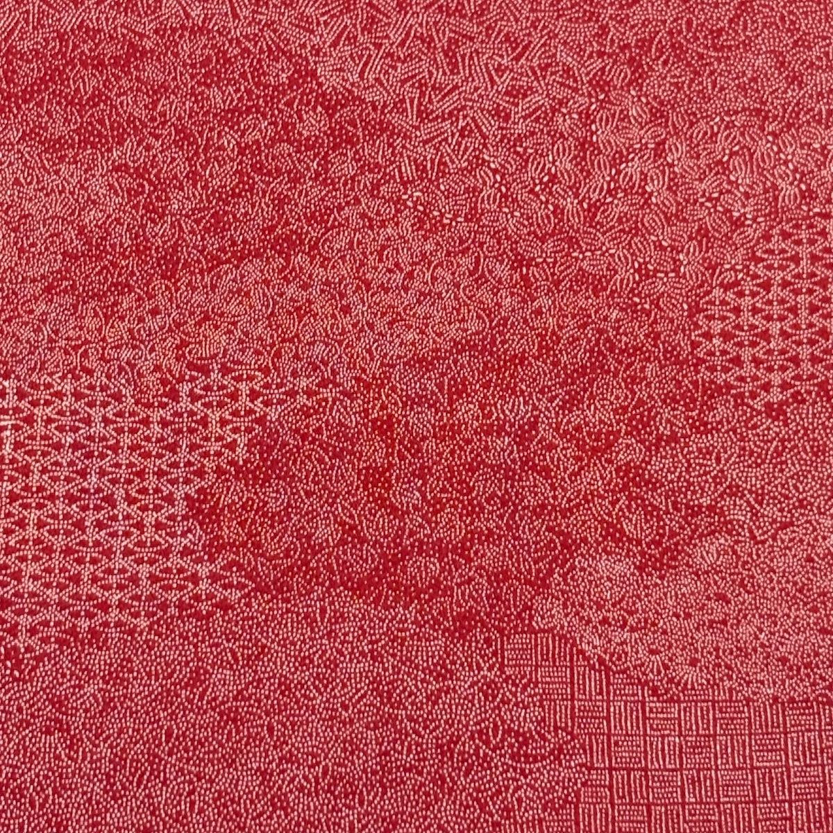 反物 秀品 江戸小紋 落款有 寄せ柄 赤 正絹 【中古】 反物 秀品 江戸小紋 落款有 寄せ柄 赤 正絹 【中古】