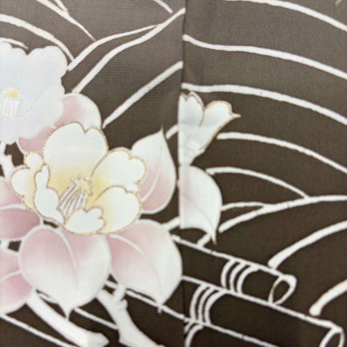 訪問着 身丈159cm 裄丈62cm S 袷 花筏 枝花 金彩 灰茶 正絹 秀品 【中古】 訪問着 身丈159cm 裄丈62cm S 袷 花筏 枝花 金彩 灰茶 正絹 秀品 【中古】