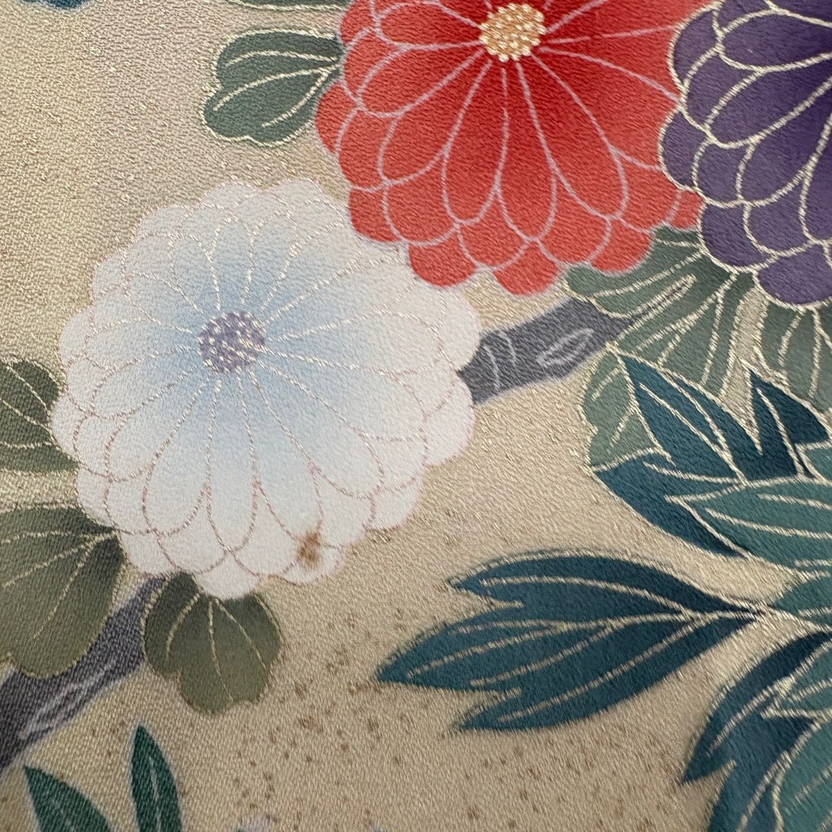 訪問着 身丈166cm 裄丈68.5cm L 袷 花籠 霞 金糸 金彩 サーモンピンク 正絹 秀品 【中古】