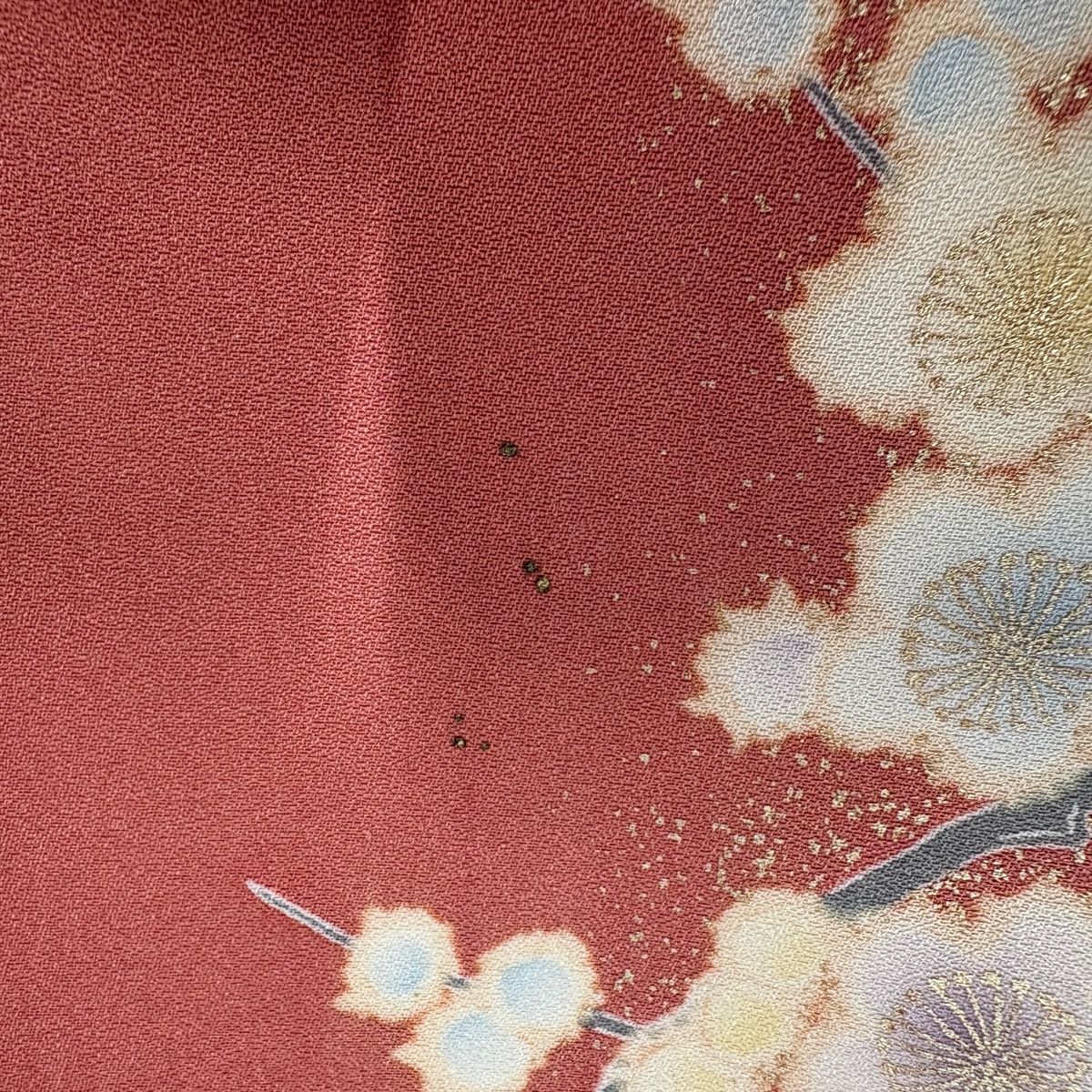 訪問着 身丈166cm 裄丈68.5cm L 袷 花籠 霞 金糸 金彩 サーモンピンク 正絹 秀品 【中古】