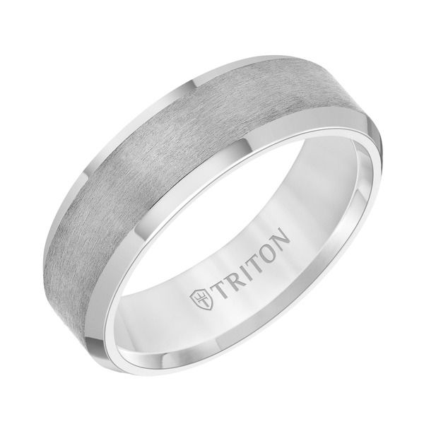トリトン レディース アクセサリー 指輪 サテン Triton 7MM Tantalum Ring with Vertical Satin Finish and Bevel Edge Metallic
